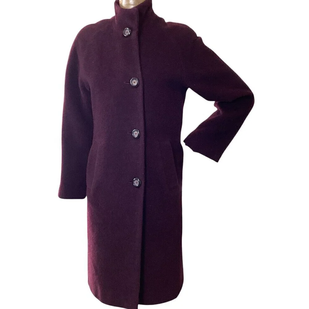 Jones New York‎ Walker Coat Wool Nylon Alpaca Sz 6 Burgundy Red #3L